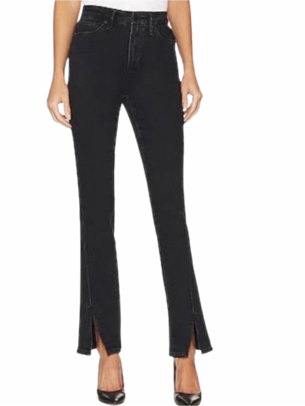 Good American Good Boy Black Jeans 8 29 Frayed